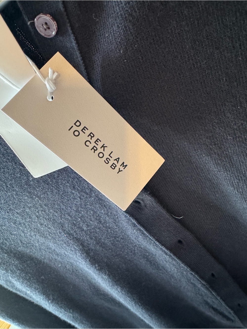 Derek Lam 10 Crosby Navy Crewneck Button-Front Cotton and Cashmere Cardigan - Picture 3 of 15